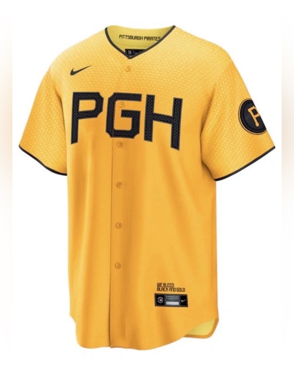 Nike Pittsburgh Pirates City Connect Gold Replica Baseball Jersey Size Small